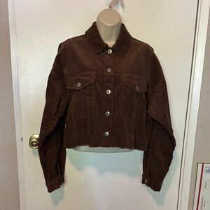 Forever 21 Brown Jean Jacket Cropped Corduroy